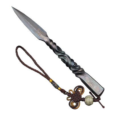 龙泉手工大马士革撬茶饼茶刀