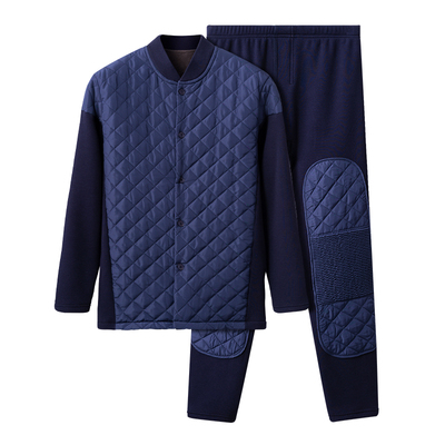 保暖内衣加绒男士套装女对襟开衫