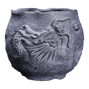 冰碛岩茶杯中式复古手工主人杯浮雕飞龙茶盏家用品茗单杯功夫茶具