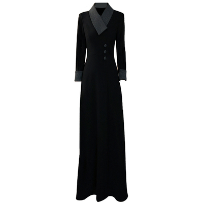 秋季新款收腰长袖长裙