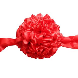 大红花球汽车结婚大门开业庆典剪彩花球新车 车头绣球绸布交车花