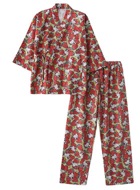 女纯棉绒布kitty猫春秋和服睡衣