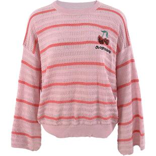 阿娇同款CLOUDSEASON樱桃针织衫女镂空粉色甜美打底内搭毛衣上衣