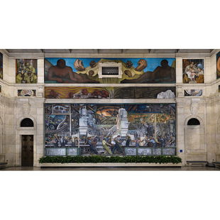底特律工业北墙迭戈·里维拉高清油画原版作品装饰画喷绘素材图片