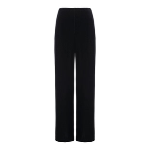 LYNEE【巴黎回响】黑色丝绒腰贴直筒裤 复古显瘦平绒百搭休闲长裤