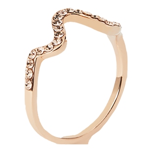 AJIDOU阿吉豆戒指女玫瑰金波纹水钻小众设计异形个性专柜同款指环