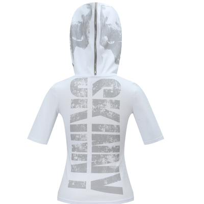 骷髅印花修身连帽拳击中袖运动