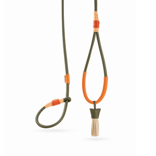 Fluffle 意大利小牛皮流苏P绳马鞍缝线宠物狗狗牵引绳Slip Leash