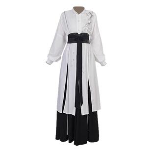 拟梦原创梅花词 汉元素新中式黑白酷飒改良宋裤立领衫春秋男女