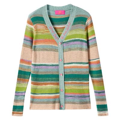 MICartsy单排扣V领开衫条纹