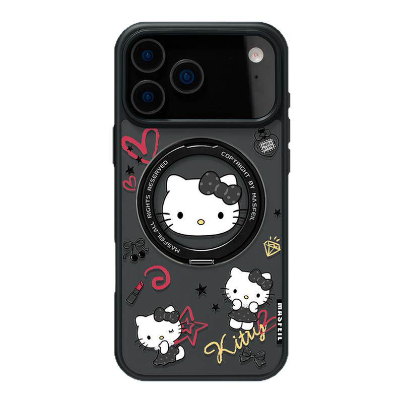 ANGYING × 赫本凯蒂适用苹果17promax手机壳iPhone16pro新款带支架ip15全包Fo5磁吸支点套创意小众14高级感