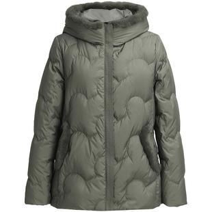 马天奴秋冬新款纯色毛领短款连帽羽绒服外套保暖拉链时尚百搭简约