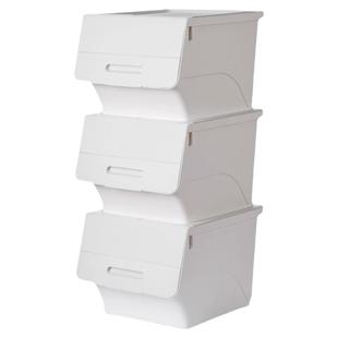 茶花翻盖收纳箱叠加衣物塑料储物箱盒子衣服儿童玩具收纳箱整理箱