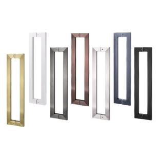 加厚不锈钢玻璃门拉手大门把手方管木门把手哑黑大拉手门扶手定制