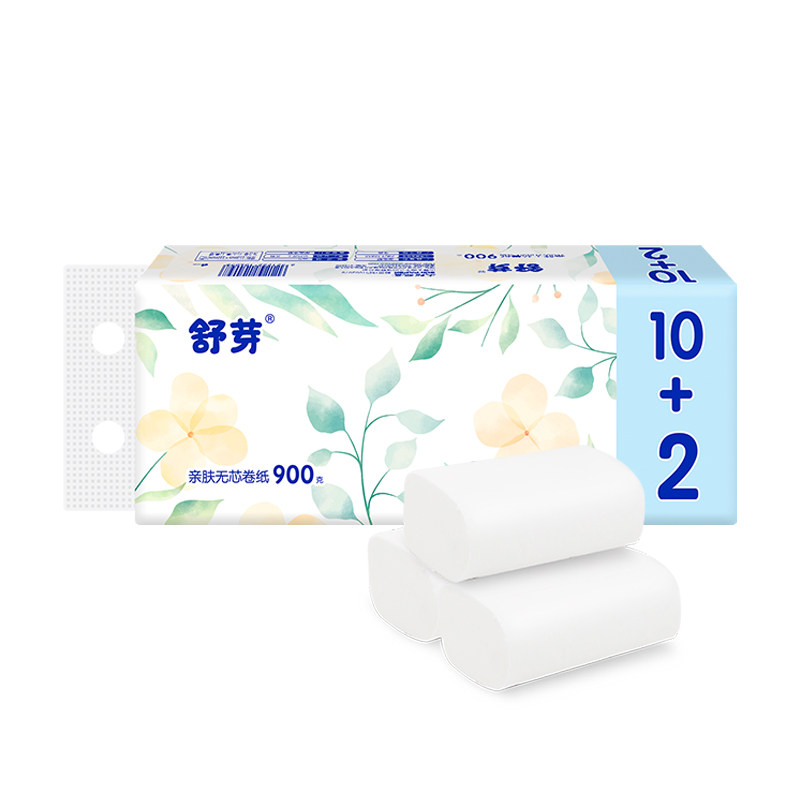 舒芽卫生纸卷纸家用卫生间12卷实惠装加厚无芯卷厕所用纸太阳纸业