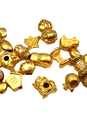 沙金饰品吊坠配饰仿黄金挂坠横穿