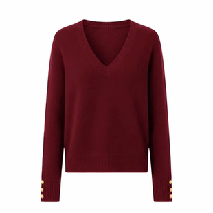 红色毛衣女款爆款2026新款洋气打底衫女内搭春秋百搭V领针织衫女