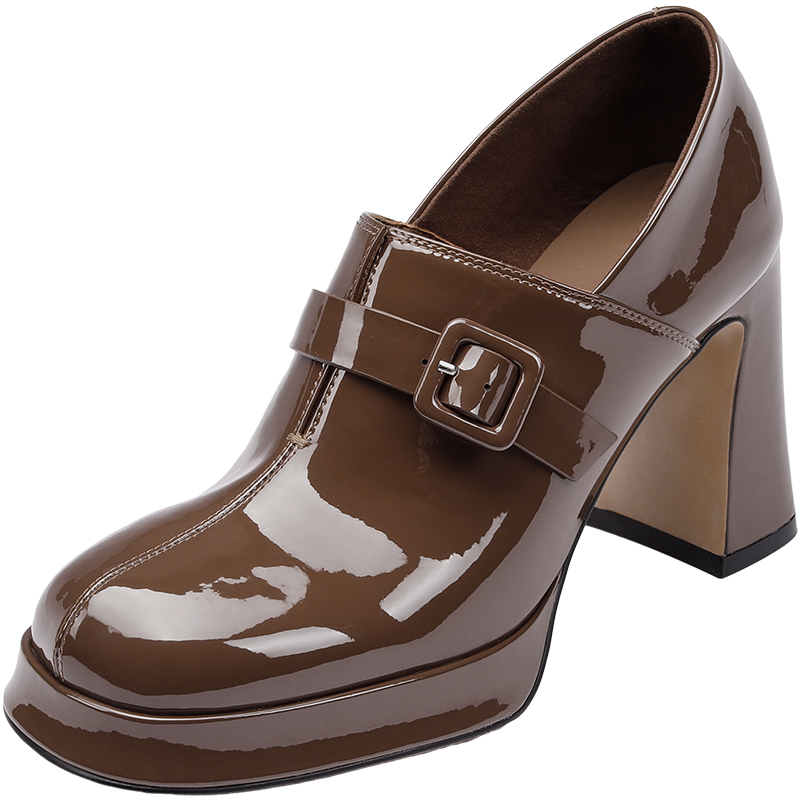 Hongkee/红科高跟鞋2024秋新款深口单鞋防水台配裙子女鞋H744D309