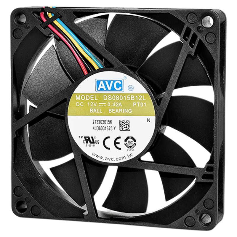 AVC DS08015B12L 8015 12V0.42A双滚珠cpu机箱电源PWM散热风扇8CM