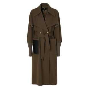 IDPAN女装冬季新款利落翻领高级感时尚通勤直筒长款大衣外套