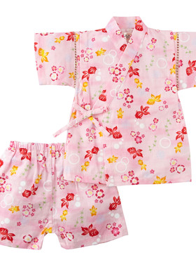 夏日系女童纯棉甚平和服浴衣套装