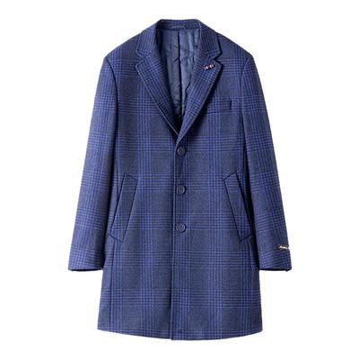 反季清仓大牌剪标格纹毛呢大衣