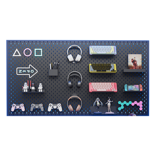 电竞房洞洞板定制金属黑色RGB置物架电脑氛围灯书桌造型墙面磁吸