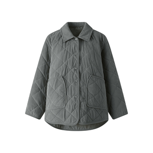 吴童童灯芯绒翻领长袖棉服外套女秋冬韩系宽松显瘦保暖棉袄上衣