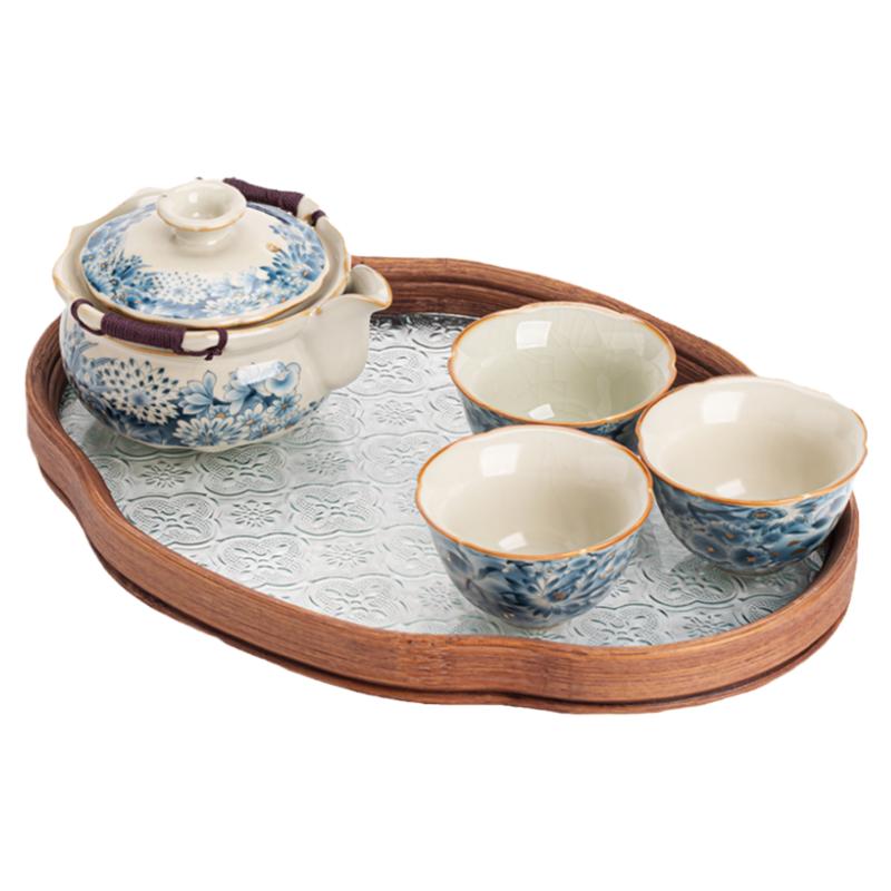 汝窑金万花手抓壶功夫茶具套装