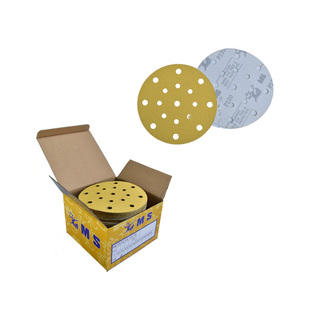 猛士6寸17孔干磨砂纸打磨汽车圆形植绒 耐磨黄砂5寸6孔自粘沙纸片
