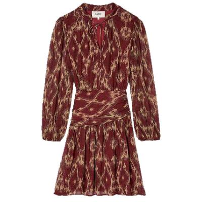 ba&sh印花V领收腰连衣短裙