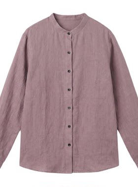 MMCC私服自留 无性别不缩水 胭脂紫 洗水亚麻衬衫 暗黑小立领上衣