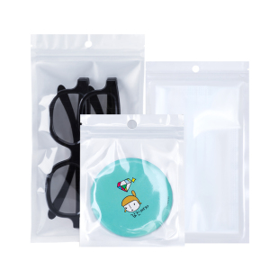 白色珠光膜阴阳拉骨袋半透明挂孔自封袋零件饰品数据线密封包装袋