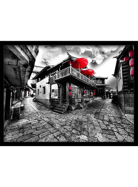 黑白复古餐饮饭店包厢装饰画新品