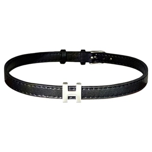 S925纯银高级感字母H皮绳项圈女choker颈链甜酷辣妹百搭小众个性