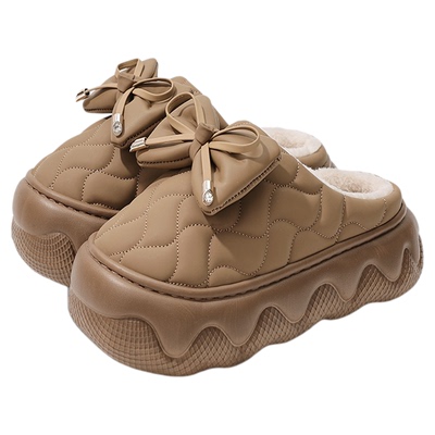 十一步蝴蝶结棉拖鞋女款秋冬外穿