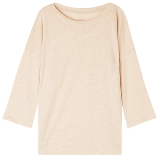 Intimissimi 意舒漫女士简约纯色圆领上衣亚麻长袖打底T恤CL164D