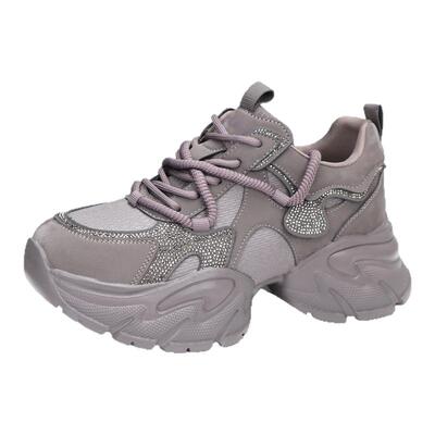 哈森厚底增高系带网面老爹鞋女鞋