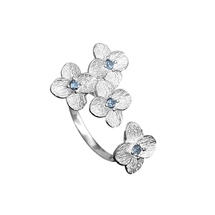 唯美清新绣球花戒指女轻奢高级感铜镀银戒指尾戒女小指开口食指环