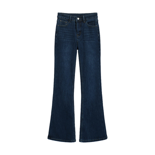 复古不贴腿微喇牛仔裤女秋冬加绒胖mm宽松大码显瘦高腰弹力喇叭裤