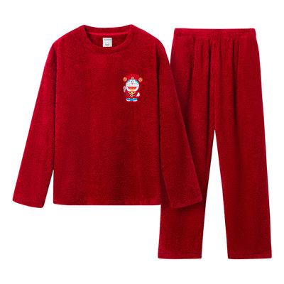 猫人哆啦a梦财神喵红色家居服