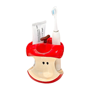 创意苹果电动牙刷架放牙刷的架子立架浴室牙膏置物架可爱底座陶瓷