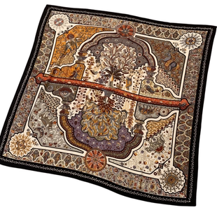 王宫之门 高品质台版印桑蚕丝绵羊毛披肩 丝毛大尺寸方巾