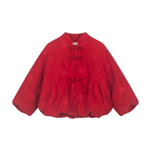 【商场同款】马拉丁儿童外套26新年款女童新中式红色蓬蓬夹克