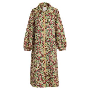 Ground Show/阁兰秀碎花提花长款外套长袖束口翻领拉链设计风衣女