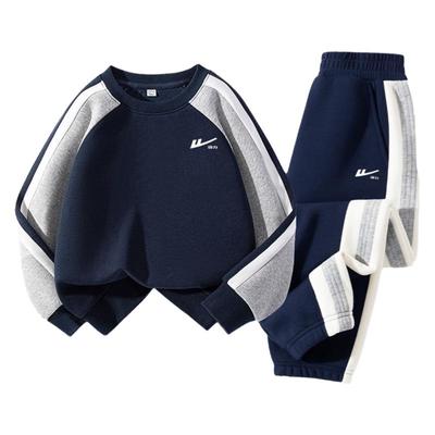 回力儿童运动拼色卫衣套装加绒
