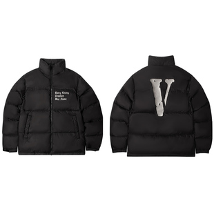VLONE冬季羽绒服男女同款立领短款2025新款巨好看的外套刺绣情侣