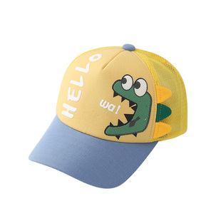 宝宝鸭舌帽儿童遮阳帽男童棒球帽春夏防晒太阳帽小孩恐龙网眼透气