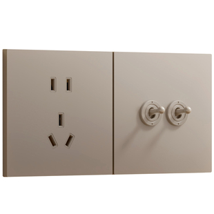 复古造型美学开关插座面板家用86型墙壁一开带五孔奶油风超薄插座