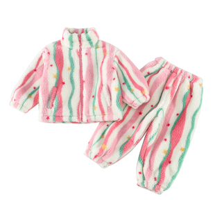 女童睡衣冬2025新款女孩加厚女宝宝冬装儿童珊瑚绒家居服立领套装